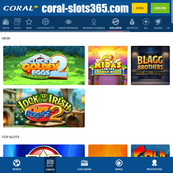 Coral Slots Exclusive Games