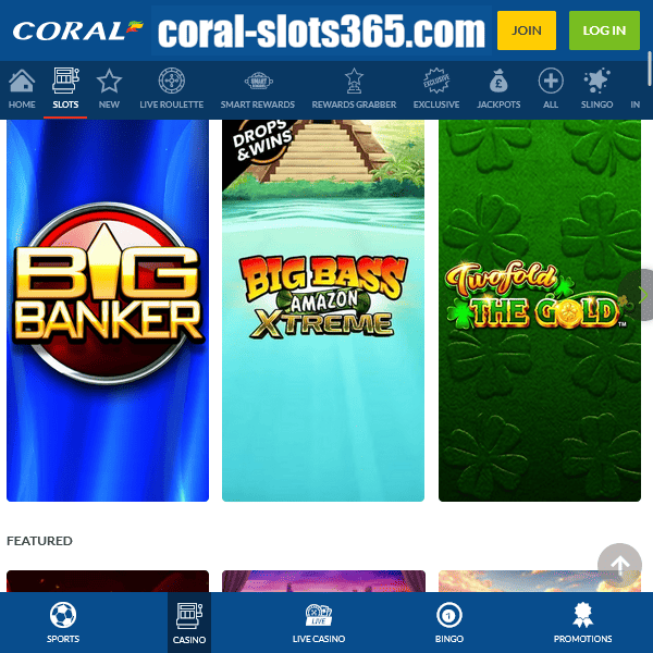 Coral Slots Featured Games